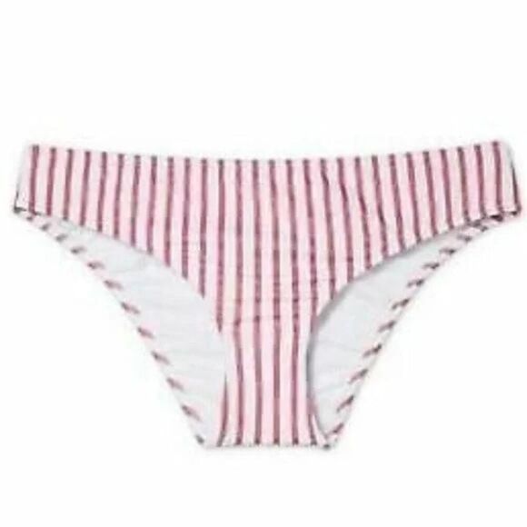 Shade & Shore Women's Red White Striped Hipster Bikini Bottom Size Extra Large - Picture 2 of 6